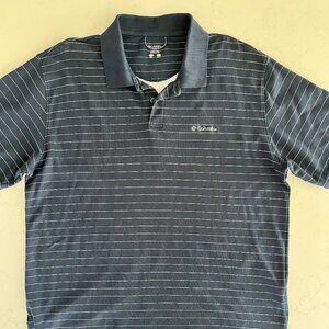 Columbia Sportswear Company SS Cotton Blend Stripped Polo Shirt Navy White Sz L